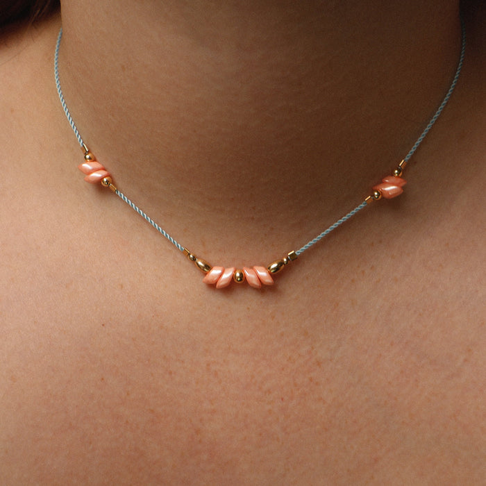 Fiorella Peach Cord Necklace