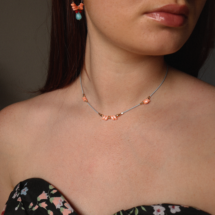 Fiorella Peach Cord Necklace